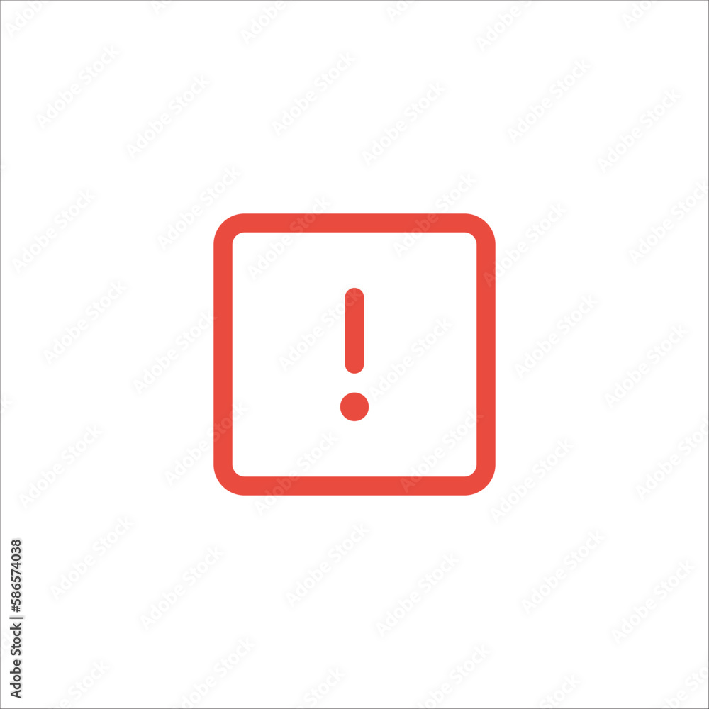 Poster square attention red sign with exclamation mark symbol. danger alert caution icon. error message sym
