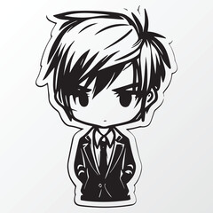Cartoon boy character sketch in anime style