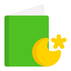 Islamic greeting card in flat icon. Ramazan, eid, crescent moon, culture, celebration