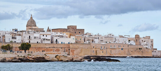 Historic town of Monopoli, view of old houses, coastal roads, Italy, Europe