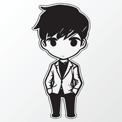Cartoon boy character sketch in anime style