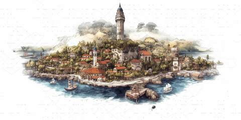Obraz premium clipart traveling antalya city Generative AI
