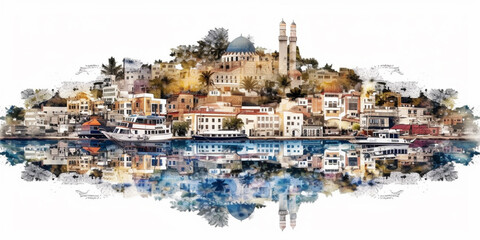Obraz premium clipart traveling bodrum city Generative AI