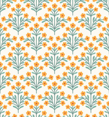 Vintage Damask Floral Vector Seamless Pattern. Decorative Retro Flower Illustration. Abstract Art Deco Background.