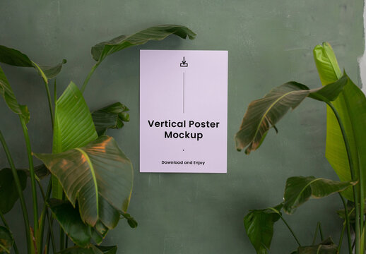 Poster with Plant Mockup