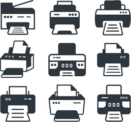 Printer icon, Document desktop printer flat icon