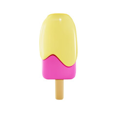 3d render icon of strawberry ice cream with vanilla icing. vector illustration