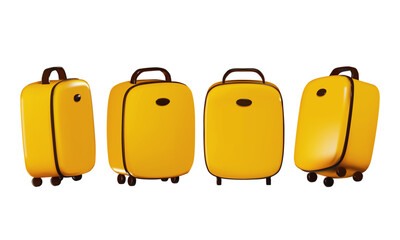 3d render of a luggage bag for trips and travels from different angles. vector illustration