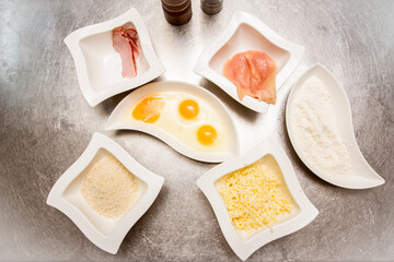 Step-by-step cooking cutlet with cheese and turkey with chicken breading from the chef