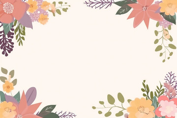Fototapeta na wymiar a floral frame with flowers and leaves on a white background with a place for a text or a picture or a picture to put on the bottom of the frame. generative ai