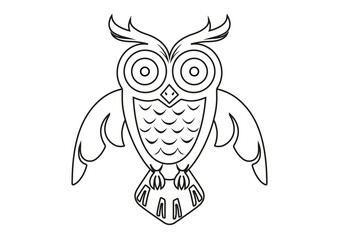 Black and White Owl. Coloring Page Of Cartoon Owl
