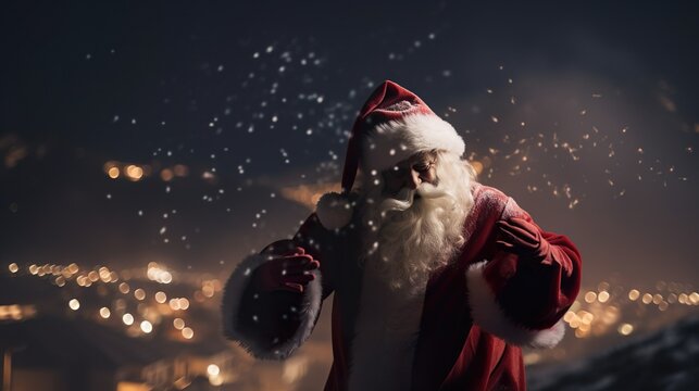 Weihnachtsmann, Portrait, freude am Heiligen Abend, generative AI