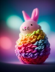 Gradient Easter Bunny - Adorable Yarn Art Style Decoration