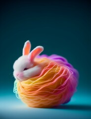 Gradient Little Baby Easter Bunny - Adorable Yarn Art Style Decoration