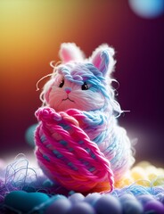 Gradient Little Baby Easter Easter Bunny - Adorable Yarn Art Style Decoration