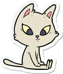 sticker of a confused cartoon cat