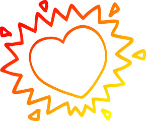 warm gradient line drawing cartoon love heart