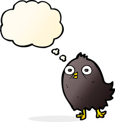 funny cartoon bird with thought bubble