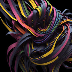 Colorful Rainbow 3D Abstract Design - Mesmerizing Vibrant Ribbons Graphic Art