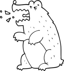 black and white cartoon bear