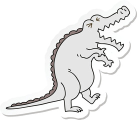 sticker of a quirky hand drawn cartoon crocodile