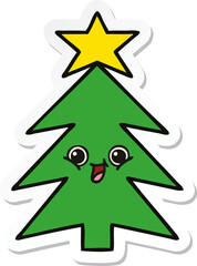 sticker of a cute cartoon christmas tree