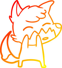 warm gradient line drawing cartoon fox