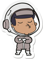 sticker of a cartoon confident astronaut