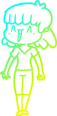 cold gradient line drawing cartoon woman