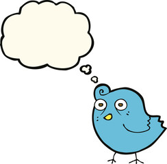 funny cartoon bird with thought bubble