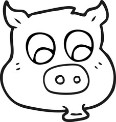 black and white cartoon pig