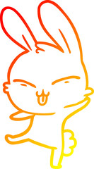 warm gradient line drawing cute cartoon rabbit