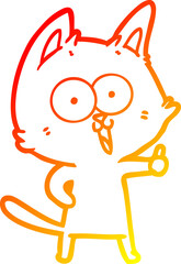 warm gradient line drawing funny cartoon cat