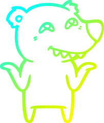 cold gradient line drawing cartoon polar bear showing teeth