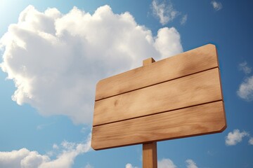 wooden sign on a pole, with space for text or design. Generative AI