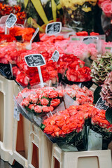 Paris, France - 26.09.2021 : Flower shop in the area of Etienne Marcel, city center of Paris