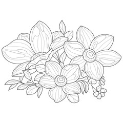 Flowers.Coloring book antistress for children and adults. Illustration isolated on white background.Zen-tangle style. Hand draw