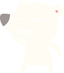angry polar bear flat color style cartoon