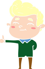 happy flat color style cartoon man