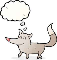 cartoon little wolf with thought bubble