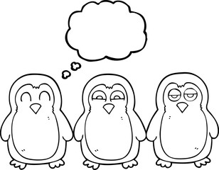 thought bubble cartoon christmas robins holding hands