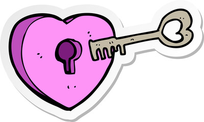 sticker of a cartoon heart with keyhole