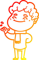 warm gradient line drawing cartoon friendly man