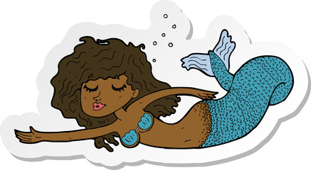 sticker of a cartoon mermaid