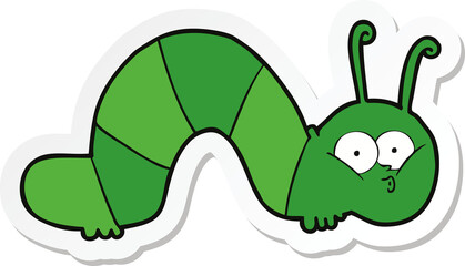 sticker of a cartoon caterpillar