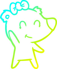 cold gradient line drawing female polar bear cartoon