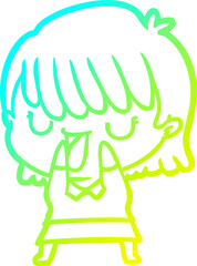 cold gradient line drawing cartoon woman