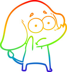 rainbow gradient line drawing cartoon unsure elephant
