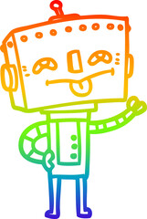 rainbow gradient line drawing cartoon robot