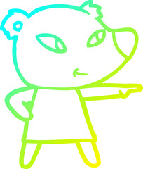 cold gradient line drawing cute cartoon bear in dress